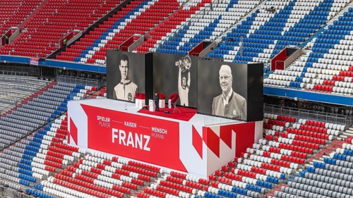 Bavarian Prime Minister Markus Söder speaks to the mourners, FC Bayern Munich funeral service for