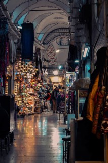 Mosaic lamps, Grand Bazaar, Istanbul, Turkey, Asia
