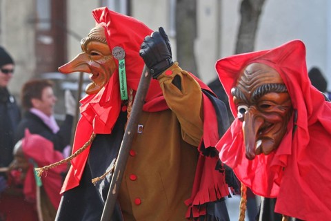 Witch figures, parade of the Swabian-Alemannic carnival in Villingen-Schwenningen,