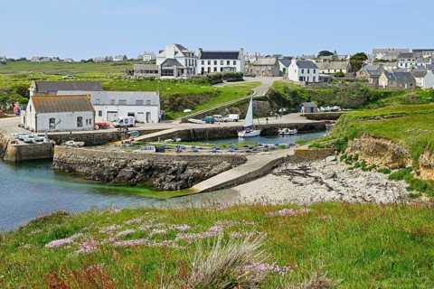 The small inland harbour of Lampaul, Ouessant Island, Finistère, Brittany, France, Europe