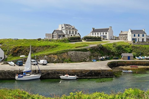 The small inland harbour of Lampaul, Ouessant Island, Finistère, Brittany, France, Europe