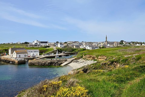 The small inland harbour of Lampaul, Ouessant Island, Finistère, Brittany, France, Europe