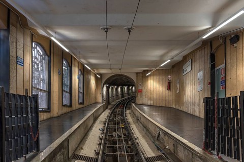 Bottom station of the funicular funicolare Zecca Righi to the Righi panoramic point, built between