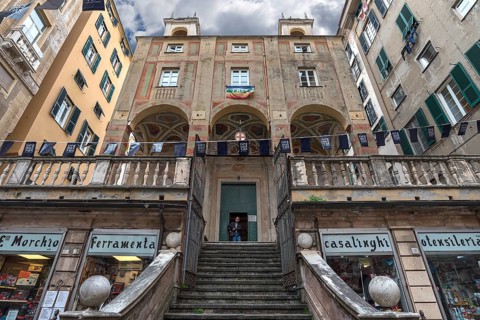 Church of San Pietro ion Banchi, consecrated in 1585, Piazza Banchi Genoa, Italy, Europe