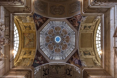 Dome of the church of San Pietro ion Banchi, consecrated in 1585, Piazza Banchi Genoa, Italy,