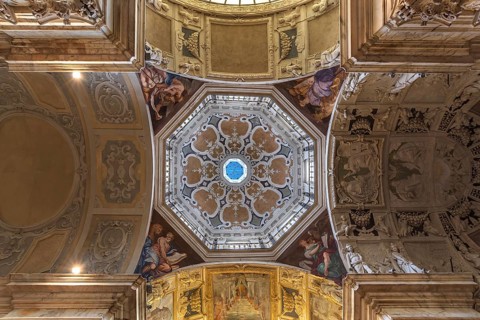 Dome of the church of San Pietro ion Banchi, consecrated in 1585, Piazza Banchi Genoa, Italy,