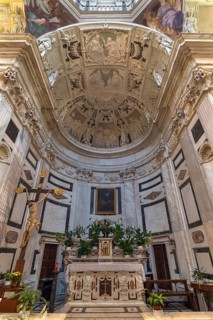 Chancel of the church of San Pietro ion Banchi, consecrated in 1585, Piazza Banchi Genoa, Italy,