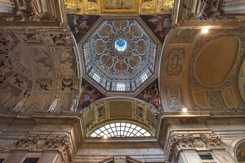 Dome of the church of San Pietro ion Banchi, consecrated in 1585, Piazza Banchi Genoa, Italy,