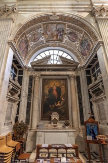 Veneration of the Virgin Mary in the side altar of the church of San Pietro ion Banchi, consecrated