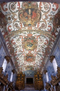 Interior view, ceiling painting, organ, church, Igreja da Misericordia, Ursulinas, Viana do