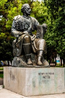 Statue of Petar II Petrovic Njegos, prince-bishop of Montenegro and one of the most important poets