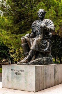 Statue of Petar II Petrovic Njegos, prince-bishop of Montenegro and one of the most important poets