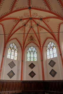 Interior of the Protestant Reformed Church in Krummhörn-Hinte, Germany, Europe