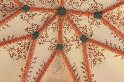 Ceiling of the Protestant Reformed Church in Krummhörn-Hinte, Germany, Europe