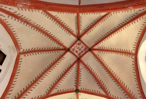 Ceiling of the Protestant Reformed Church in Krummhörn-Hinte, Germany, Europe