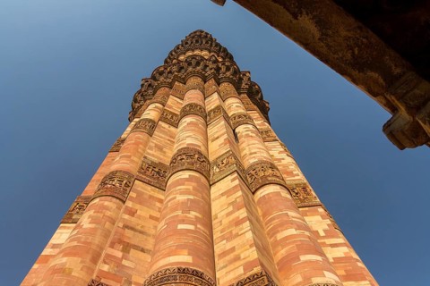 Qutb Minar, the minaret and victory tower, one of the UNESCO World Heritage Sites in Delhi,