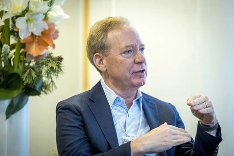 Brad Smith, President and Vice Chairman of Microsoft, pictured during the World Economic Forum in