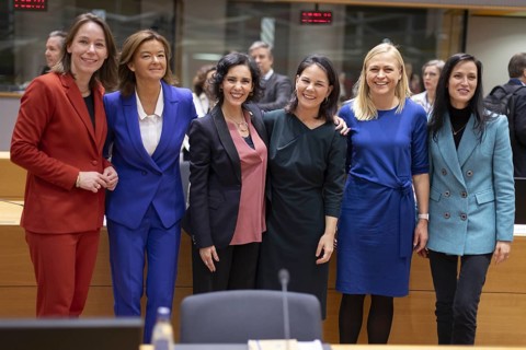 Annalena Bärbock, (Green) Federal Foreign Minister, takes part in the Foreign Affairs Council. Here