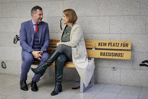 Tobias Schick, Lord Mayor of Cottbus, and Lisa Paus (Bündnis 90/Die Grünen), Federal Minister for