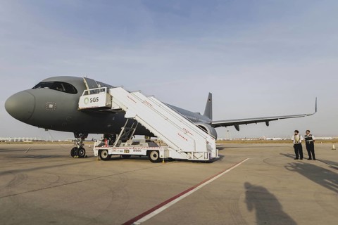 Aircraft A321 of the air force, photographed during an unscheduled stop in Jeddah, 24 January 2024.