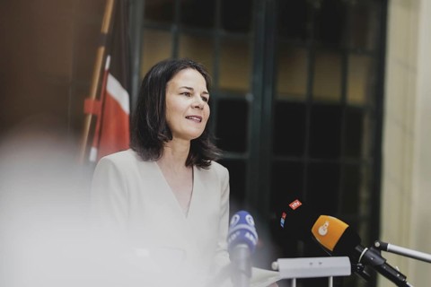 Annalena Bärbock (Alliance 90/The Greens), Federal Foreign Minister, speaks to the media,