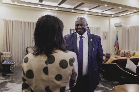 (L-R) Annalena Bärbock (Alliance 90/The Greens), Federal Foreign Minister, and Riek Machar, Vice