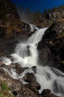 The famous waterfall Laatefosssen from Odda, Hardanger, Norway, in May 2015, Europe