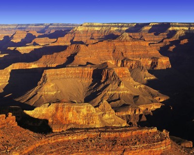 Grand Canyon from South Rim, in dramatic dawn light