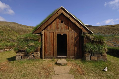 The chapel at the re-constructed Viking longhouse at Stong, Pjorsardalur, south-central Iceland