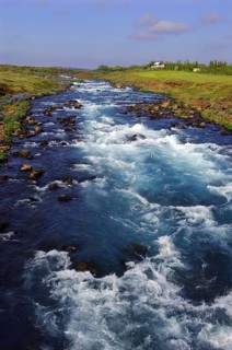 The fast-flowing Asbrands river near Geysir, south-central Iceland