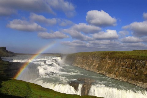 Gullfoss (Golden Falls) the famous waterfalls on the River Hvita, south-central Iceland
