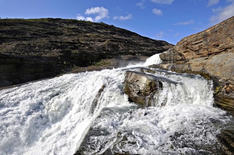 Meltwater from the Osterdalsisen glacier on the way down to Svartisvatnet, Svartisdalen, Norway,