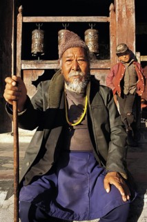 The guardian of the village shrine or gompa at Tarke Gyang in the Helambu region of central Nepal