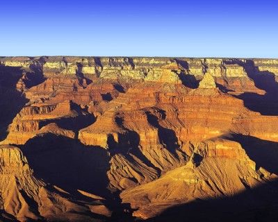 Grand Canyon from South Rim, in dramatic dawn light