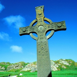 Celtic crosses, island of Iona, western Scotland
