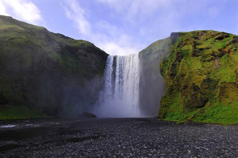Skogafoss, one of the highest waterfalls (60m) in Iceland