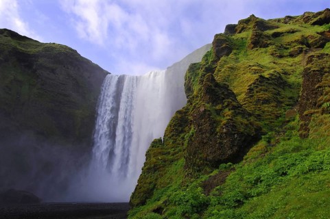 Skogafoss, one of the highest waterfalls (60m) in Iceland
