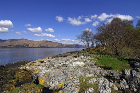 A fine autumnal day along Loch Linnhe near Fort William, with the distant Ardgour hills, Lochaber,
