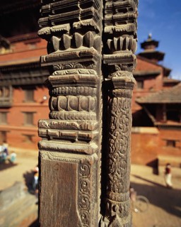 16th century Newari woodcarvings near the old Nepalese Royal Palace in Patan in the Kathmandu