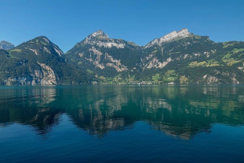 Building on Lake Lucerne with Oberbauen and Niederbauen, Canton Uri, Switzerland, Building, Lake
