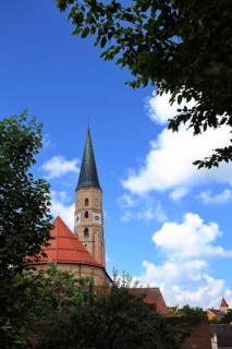 The historic old town of Dingolfing with a view of the parish church of St John. Dingolfing, Lower