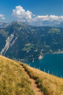 View from Niederbauen Kulm (1923m) to Bristenstock, Lake Lucerne, Canton Uri, Switzerland, Lake