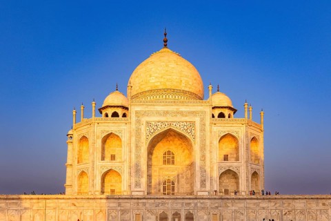 The Taj Mahal at night, illuminated and with a dark background, looks peaceful, Taj Mahal, Agra,