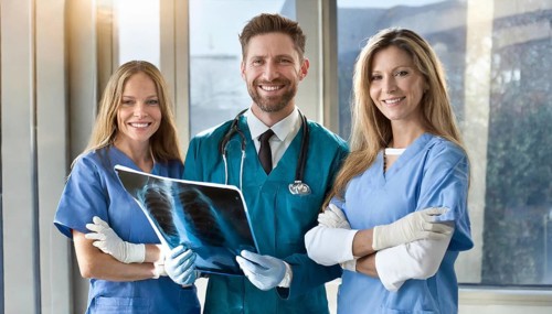 KI generated, RF, woman, woman, man, doctor, medical, medical team, team, 30+, years, attractive,