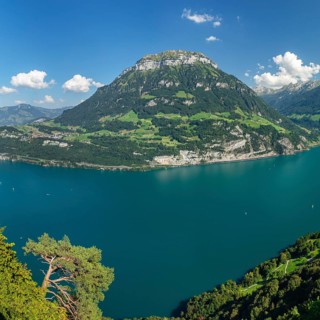 View from Seelisberg over Lake Lucerne to the Fronalpstack, Canton Uri, Switzerland, Seelisberg,