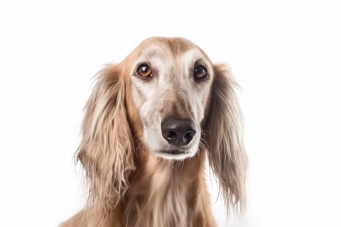 Portrait of Saluki dog on white background. KI generiert, generiert AI generated
