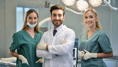 AI generated, RF, woman, woman, man, doctor, doctor team, team, 30, years, attractive, attractive,
