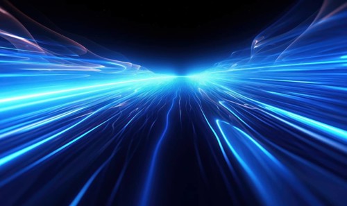 Dynamic blue light streaks glowing and creating a vibrant digital motion effect AI generated