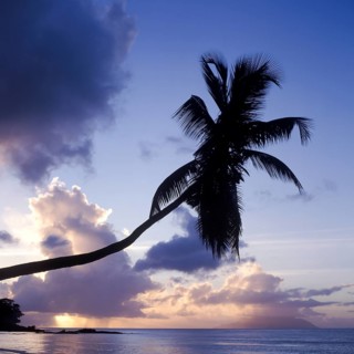 Sunset on the island of Mahe, Seychelles, Africa
