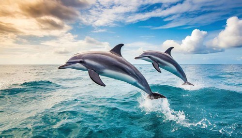 AI generated, animal, animals, mammal, mammals, biotope, habitat, two, foraging, wildlife, dolphin,